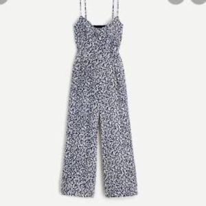 J Crew Navy Floral Jumpsuit Tie Front 12